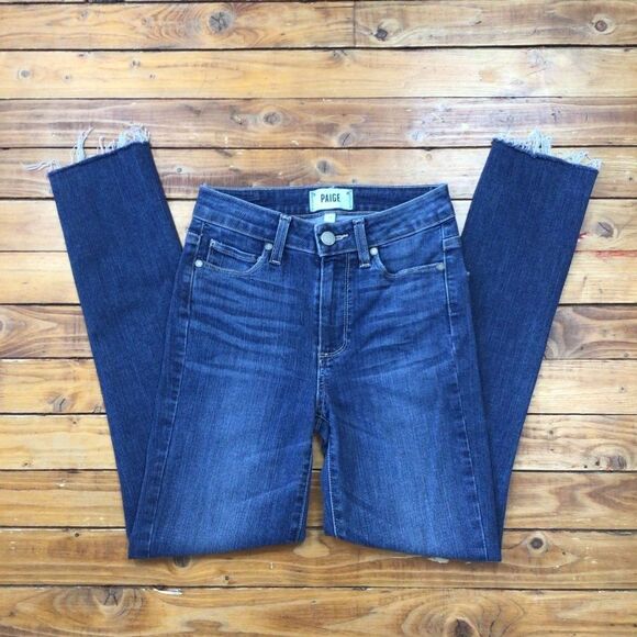 Paige jeans style Rory crop flare high rise skinny jeans raw hems high waisted - Picture 2 of 12